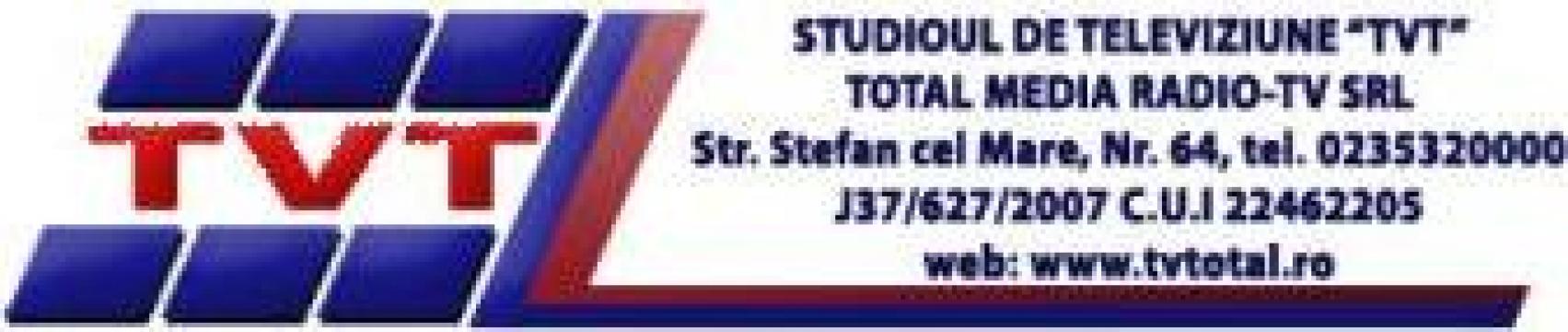 Publicitate studioul de televiziune Tvt de la Total Media Radio- Tv