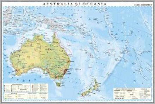 Harta fizica Australia si Oceania de la Eurodidactica Srl