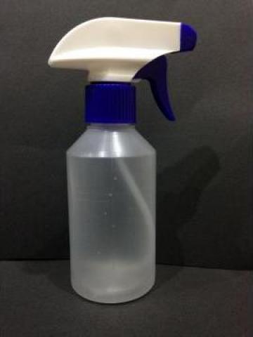 Flacon plastic transparent/alb 200 ml cu dop trigger
