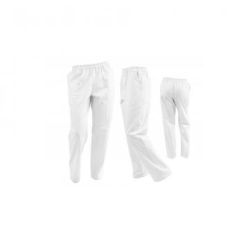 Pantaloni HoReCa unisex albi cu elastic si doua buzunare de la Doctor In Uniforma SRL