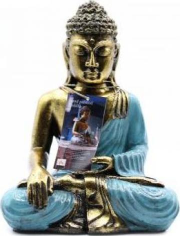 Statueta Buddha H36cm teal & gold