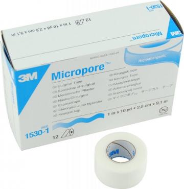 Leucoplast hartie Micropore 3M - 2.5 cm x 9.14 m de la Medaz Life Consum Srl
