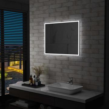 Oglinda cu LED de perete pentru baie, 80 x 60 cm