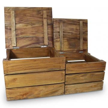 Set cutii de depozitare 2 bucati, lemn masiv reciclat