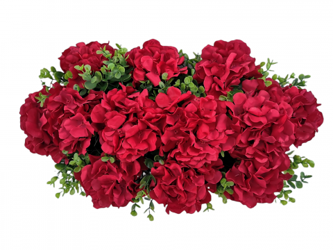 Jardiniera cu flori artificiale rosii