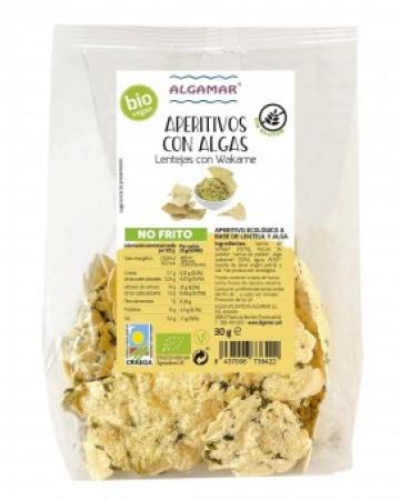 Chips de linte cu alge wakame bio 30g Algamar