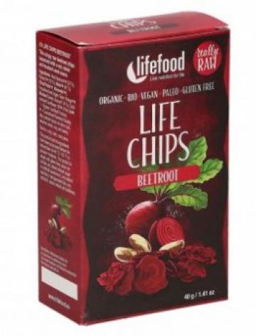 Chips din sfecla rosie raw bio Life 40g Lifefood