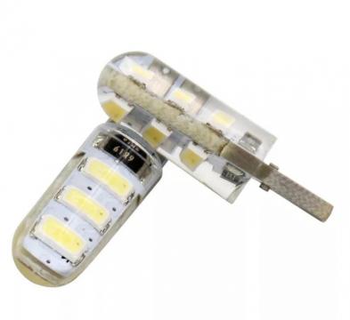 Set 2 becuri Led W5W T10 verde 6 SMD silicon