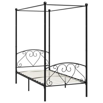 Cadru de pat cu baldachin, negru, 100 x 200 cm, metal de la VidaXL