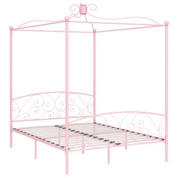 Cadru de pat cu baldachin, roz, 180 x 200 cm, metal de la VidaXL
