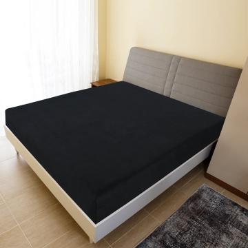 Cearsaf de pat cu elastic, negru, 160x200 cm, bumbac