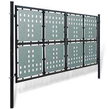 Poarta de gard cu o usa, negru, 300x200 cm