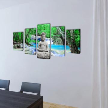 Set de tablouri, imprimeu Buddha, 200 x 100 cm de la VidaXL