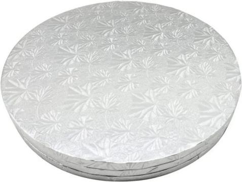 Platou Cake drum rotund argintiu- 30 cm - 5 buc