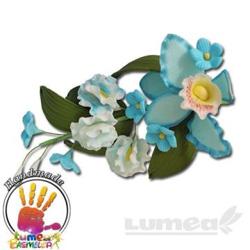 Buchet Orhideea Cattleya albastru din pasta de zahar de la Lumea Basmelor International Srl