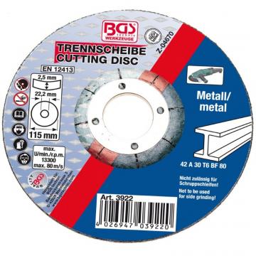Disc pentru taiere metal 115x2.5x22.2 mm de la Select Auto Srl