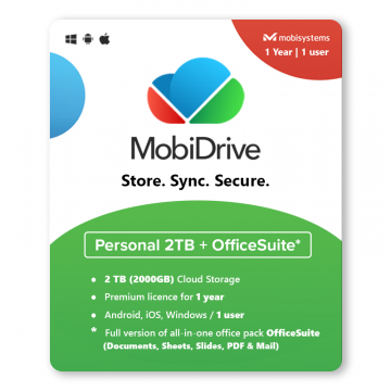 Licenta MobiDrive 2 TB cloud storage, 1 an, 1 utilizator