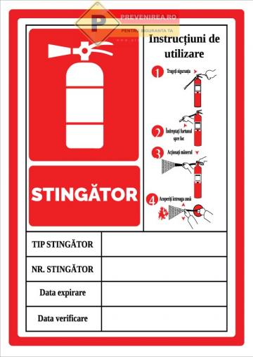 Indicator pentru instructiuni de utilizare stingator de la Prevenirea Pentru Siguranta Ta G.i. Srl