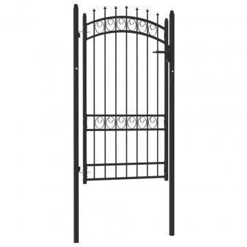 Poarta de gard cu tepuse, negru, 100x175 cm, otel de la VidaXL