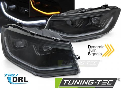 Faruri Headlights Tube Light Negru DRL SEQ VW Caddy 20-
