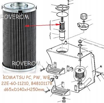 Filtru ulei hidraulic rezervor Komatsu PC75, PW75, WB93,WB97