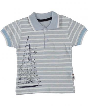 Tricou Polo, Vestiges, bumbac, baieti, gri cu alb de la A&P Collections Online Srl-d