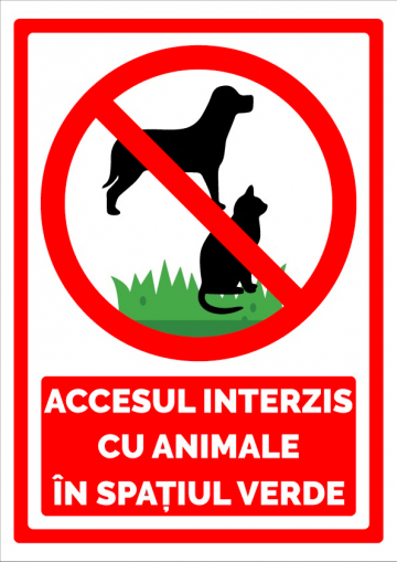 Indicator pentru accesul interzis cu animale in spatiu