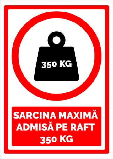Indicator pentru sarcina maxima admisa pe raft 350 kg