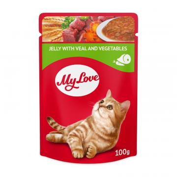Hrana plic pisica cu vita & legume in jeleu 100g - MyLove de la Club4Paws Srl