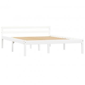 Cadru de pat, alb, 140 x 200 cm, lemn masiv de pin de la VidaXL