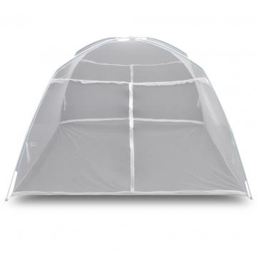 Cort camping, alb, 200x120x130 cm, fibra de sticla