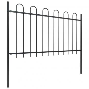 Gard de gradina cu varf curbat, negru, 10,2 m, otel