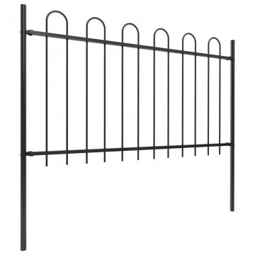 Gard de gradina cu varf curbat, negru, 3,4 m, otel