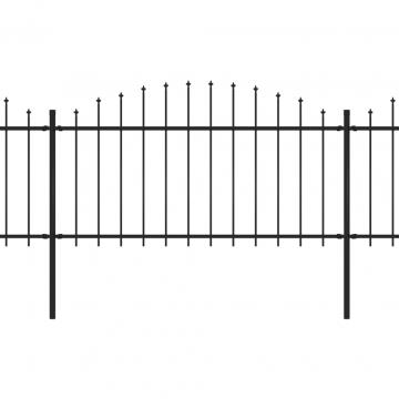 Gard de gradina cu varf sulita, negru, 13,6 m, otel