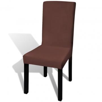 Husa elastica dreapta pentru scaun, maro, 6 buc.