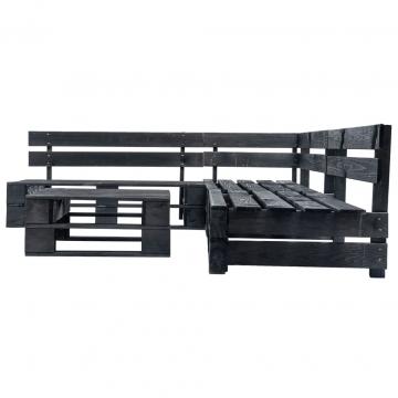 Set mobilier gradina din paleti, negru, 4 piese, lemn de la VidaXL