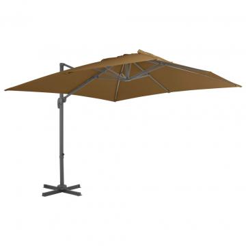 Umbrela de exterior cu baza portabila, gri taupe