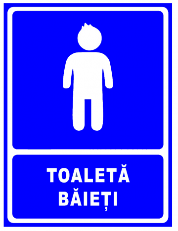 Indicator albastru pentru toaleta baieti de la Prevenirea Pentru Siguranta Ta G.i. Srl