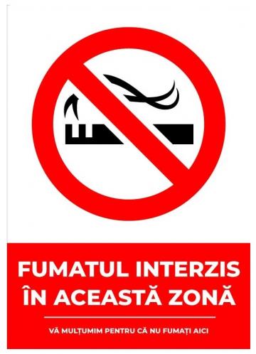 Indicator pentru fumatul interzis in aceasta zona de la Prevenirea Pentru Siguranta Ta G.i. Srl