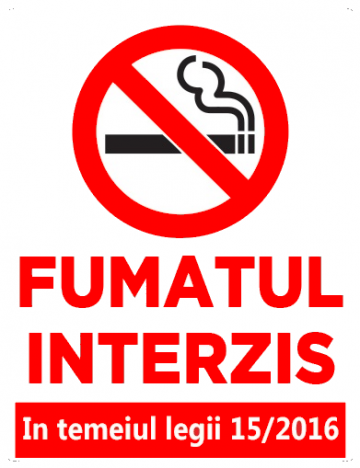 Indicator pentru fumatul interzis in temeiul legii 15/2016 de la Prevenirea Pentru Siguranta Ta G.i. Srl
