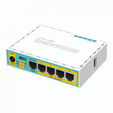Router hEX PoE Lite, 5 x Fast Ethernet 4 x PoE, RouterOS L4