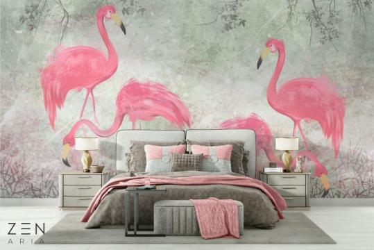 Tapet Flamingo Family