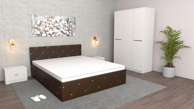 Dormitor Milano wenge alb cu dulap 3 usi alb de la Wizmag Distribution Srl