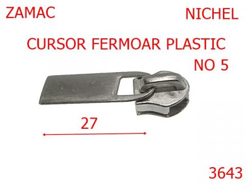 Cursor fermoar plastic no 5 mm nichel 3643