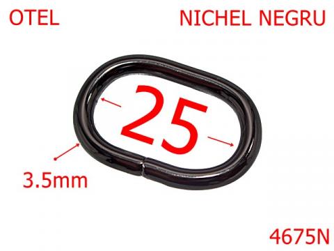 Inel oval pentru genti si posete 25 mm otel 3.5 nichel 4675N