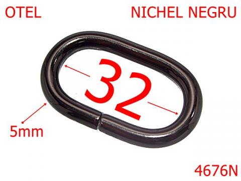 Inel oval pentru genti si posete 32 mm otel 5 nichel 4676N