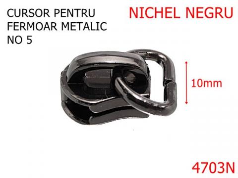 Cursor pentru fermoar metalic no.5 zamac nichel negru 4703N de la Metalo Plast Niculae & Co S.n.c.