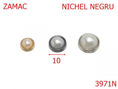 Perla montura metal 10 mm nichel negru 3971N