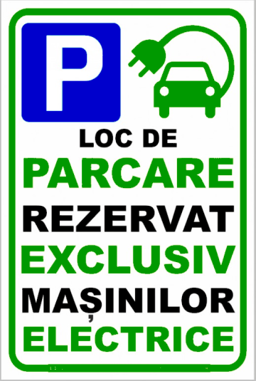 Indicator pentru loc de parcare masini electrice