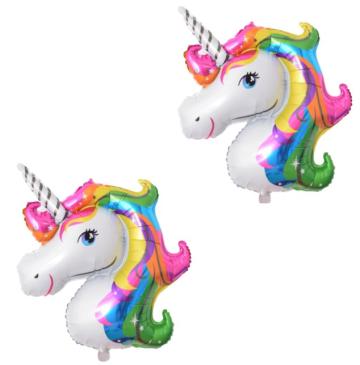 Set 2 Baloane folie mini figurina cap unicorn mic 25 cm